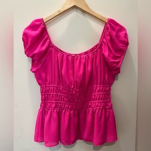 Gianni Bini Pink Smocked Blouse